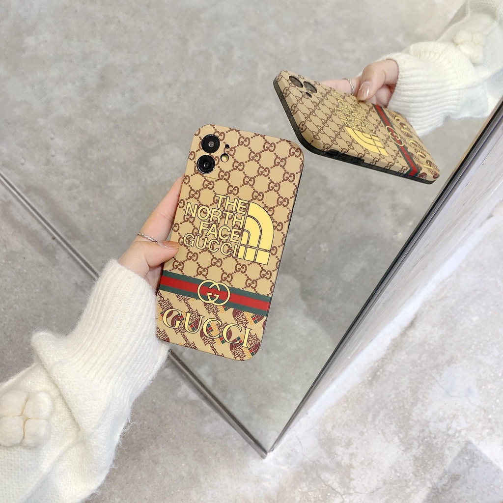 THE NORTH FACE Ốp Điện Thoại In Logo GUCCI Sang Trọng Cho iphone 13 Pro Max i13 13pro 11 Pro Max i11 iX Xs XR 7 plus 8 plus Xs Max 12Pro 12 Pro Max