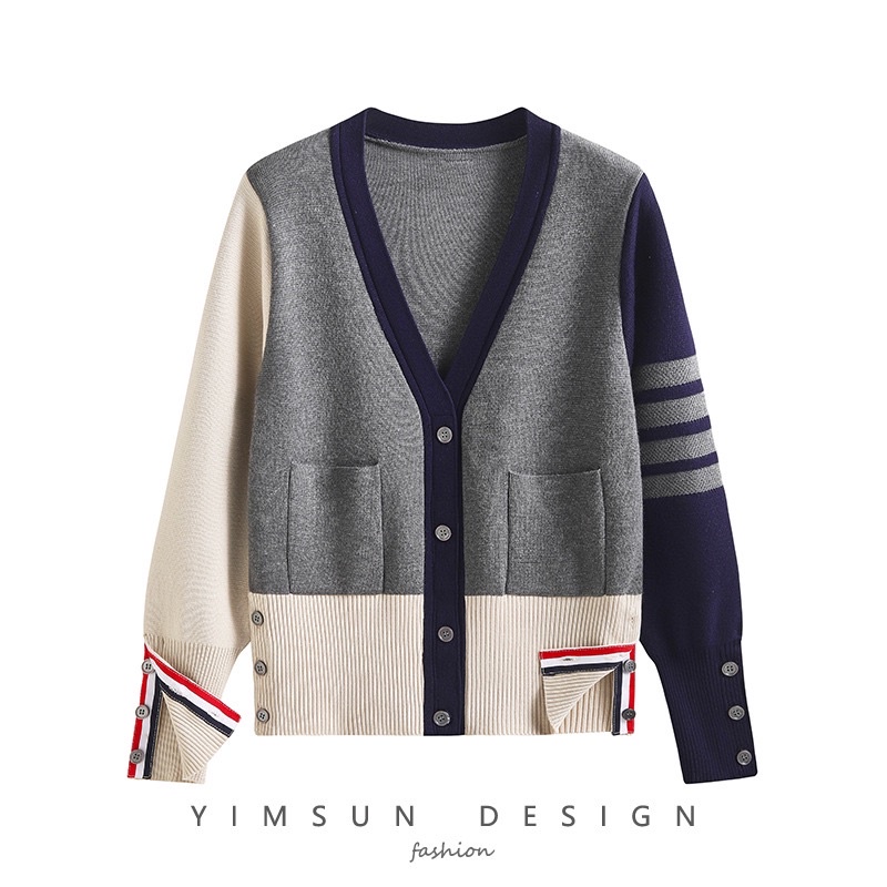 Áo cardigan THOM BROWNE 2 màu dài tay thu đông