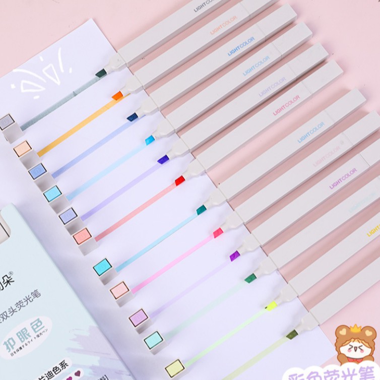Bút dạ đánh dấu 2 đầu cute - Set 6 bút highlight nhiều màu pastel xinh đồ dùng học tập giá rẻ