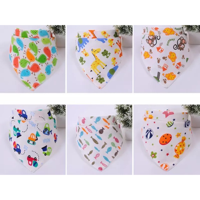 Yếm tam giác cotton cho bé 20x40cm, khăn yếm cotton họa tiết mềm mại giữ ấm - Monnie Kids