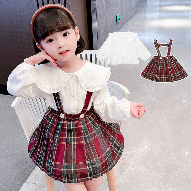 Đầm Yếm Kẻ Sọc Caro Phong Cách Phương Tây Cho Bé Gái 0-6 Tuổi