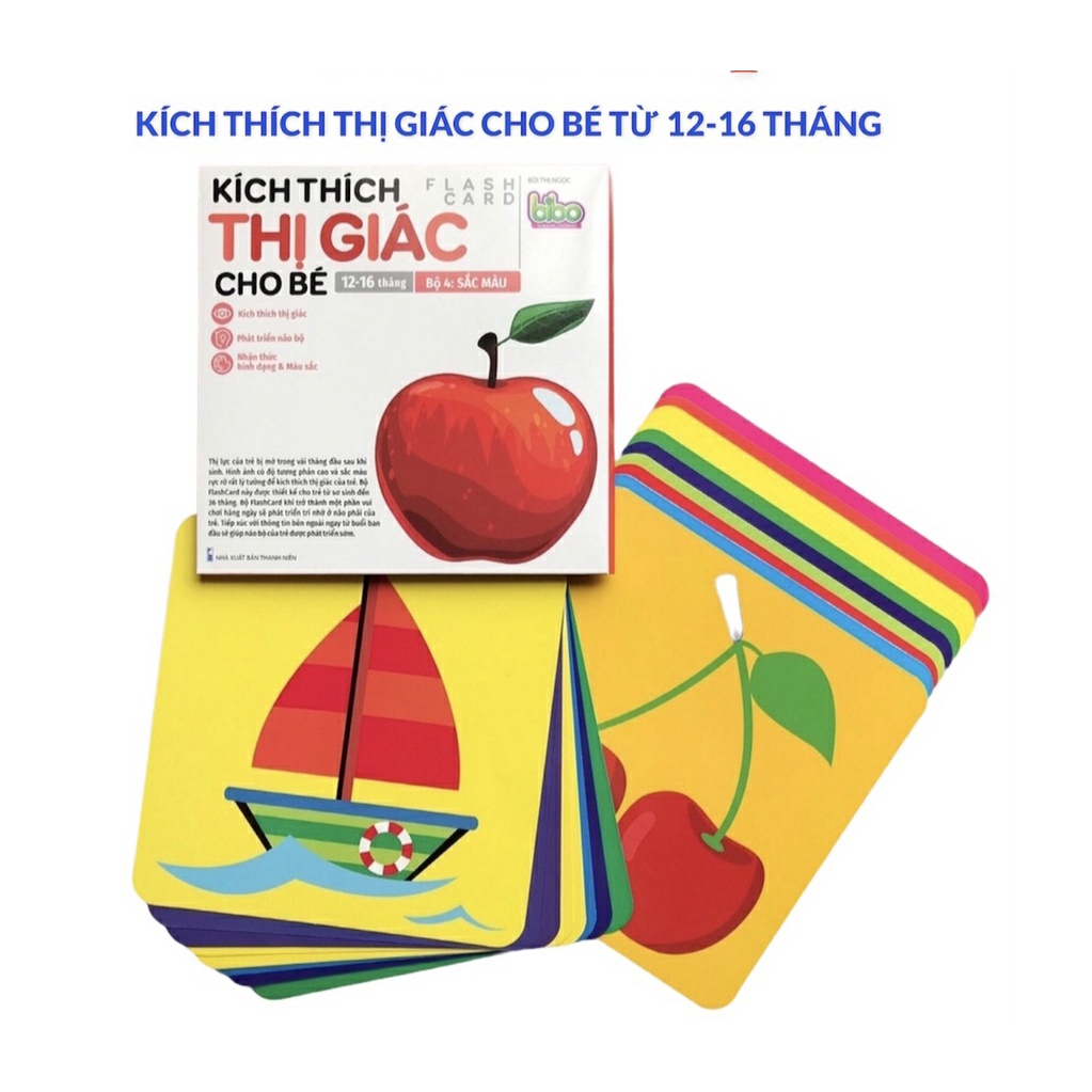 Thẻ Học Kích Thích Thị Giác- Giáo Cụ Montessori Bộ Flash Card Cho Bé 12- 36 Cho Bé Làm Quen Với Màu Sắc Xung Quanh