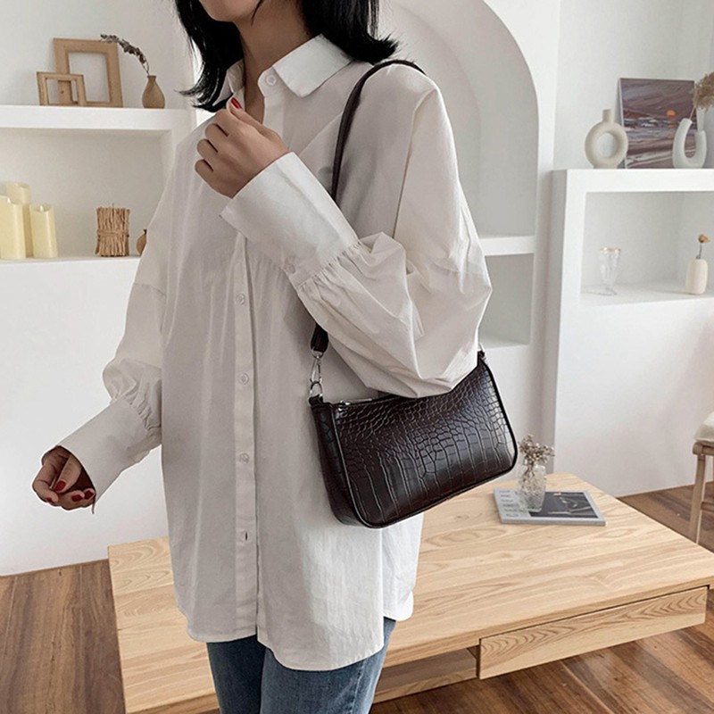 Túi xách da đeo vai họa tiết da cá sấu thời trang Retro cho nữ | BigBuy360 - bigbuy360.vn