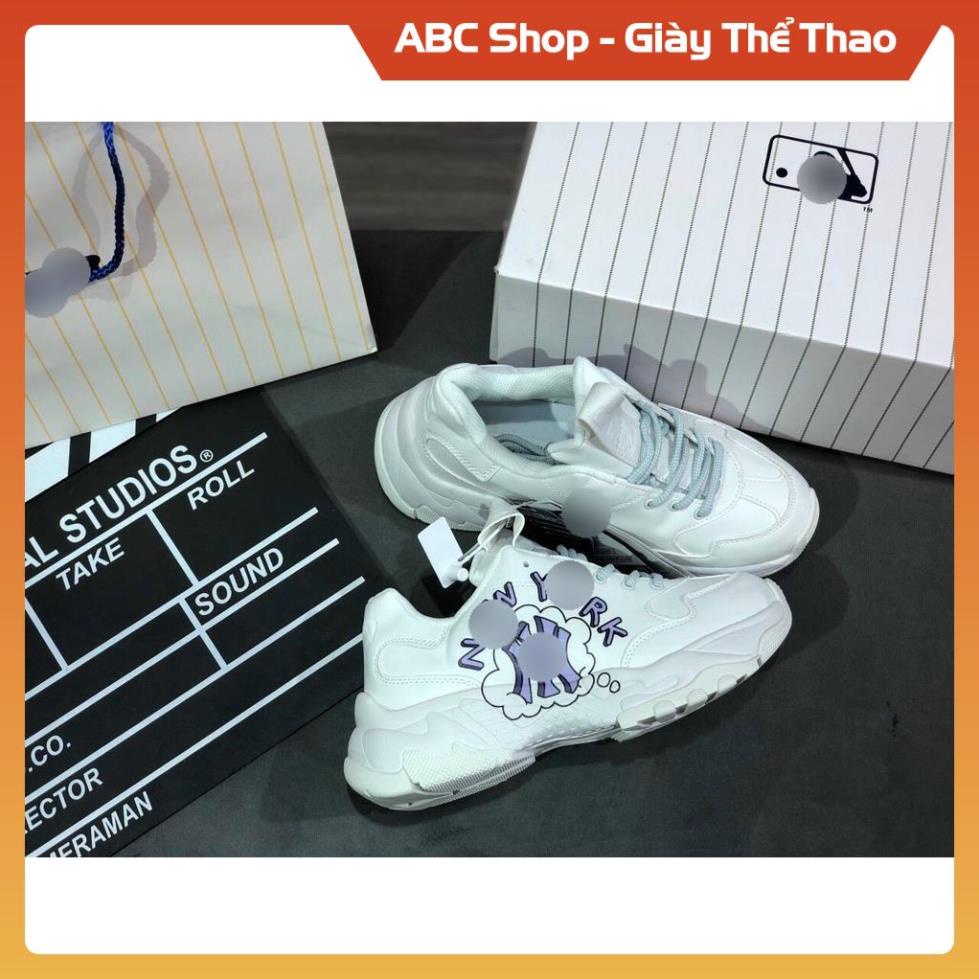 [Hàng Sịn - FreeShip] Giày thể thao M.L.B Chữ Ny Tím Nhạt New York  New, Giầy Sneaker M.L.B Trắng New York Ny Tím