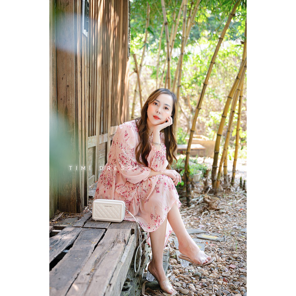 Váy hoa nhí,đầm babydoll tay dài voan 2 lớp
