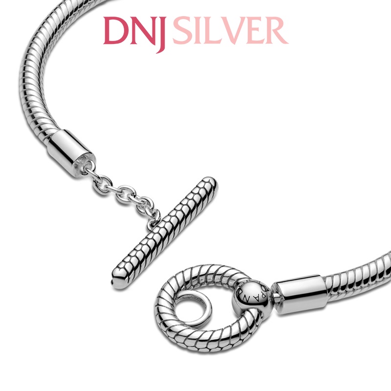 Vòng tay bạc 925 cao cấp - Mẫu vòng T-Bar Snake Chain Bracelet, có thể mix thêm hạt charm vào vòng theo ý thích