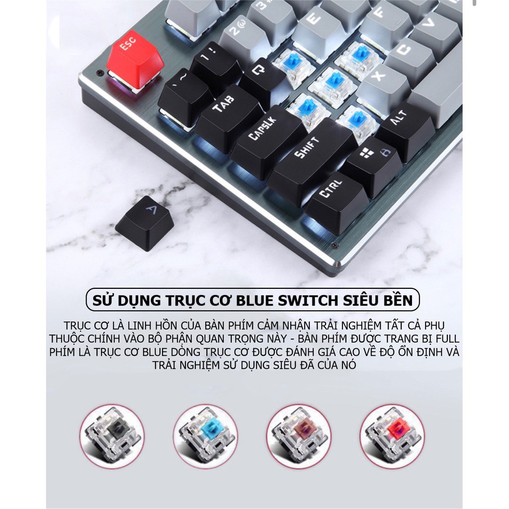 Bàn phím CƠ, Bàn phím máy tính Bluetooth Không Dây K950 LED Siêu đẹp, phím cơ switch đa dạng [CO BẢO HÀNH]