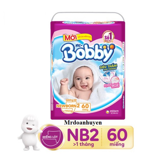 Miếng Lót Bobby Newborn NB2 - 60 Miếng Dành Cho Trẻ Trên 1 Tháng Tuổi