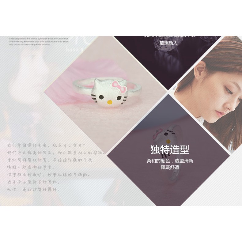 Nhẫn mạ bạc 925 thiết kế hình hello kitty