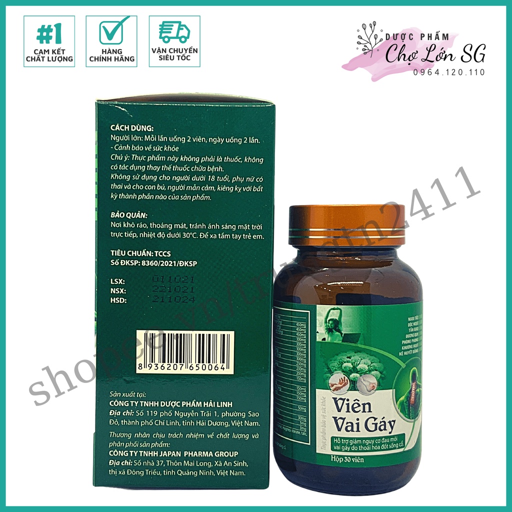 Viên uống VIÊN VAI GÁY, giảm các triệu chứng đau mỏi vai gáy - Hộp 30 viên