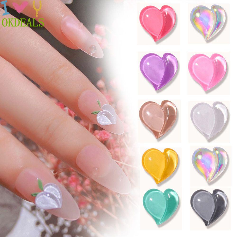 Phụ Kiện Kim Tuyến Hình Trái Tim 3D Lấp Lánh Sang Trọng Trang Trí Móng Tay Cho Nữ