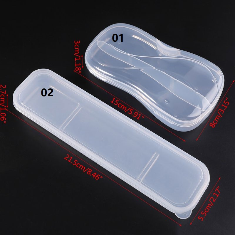 Aoto Hộp Đựng Muỗng Nĩa Bằng Nhựa Trong Suốt Nhỏ Gọn