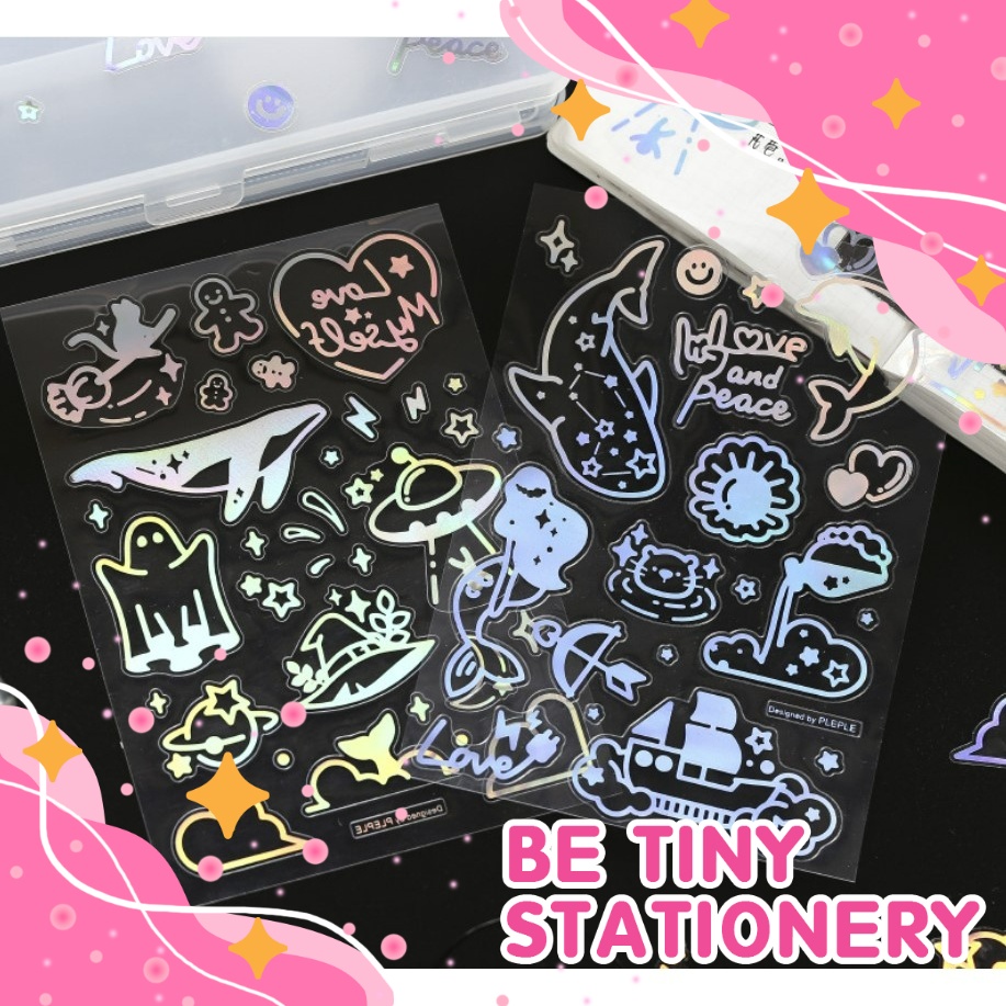 Sticker Hologram PET Love Yourself trang trí sổ tay, điện thoại và bullet Journal lấp lánh Be Tiny Stationery