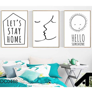 Set tranh canvas đường vẽ đen nền trắng phong cách minimal 30x40 (1202) DC0468
