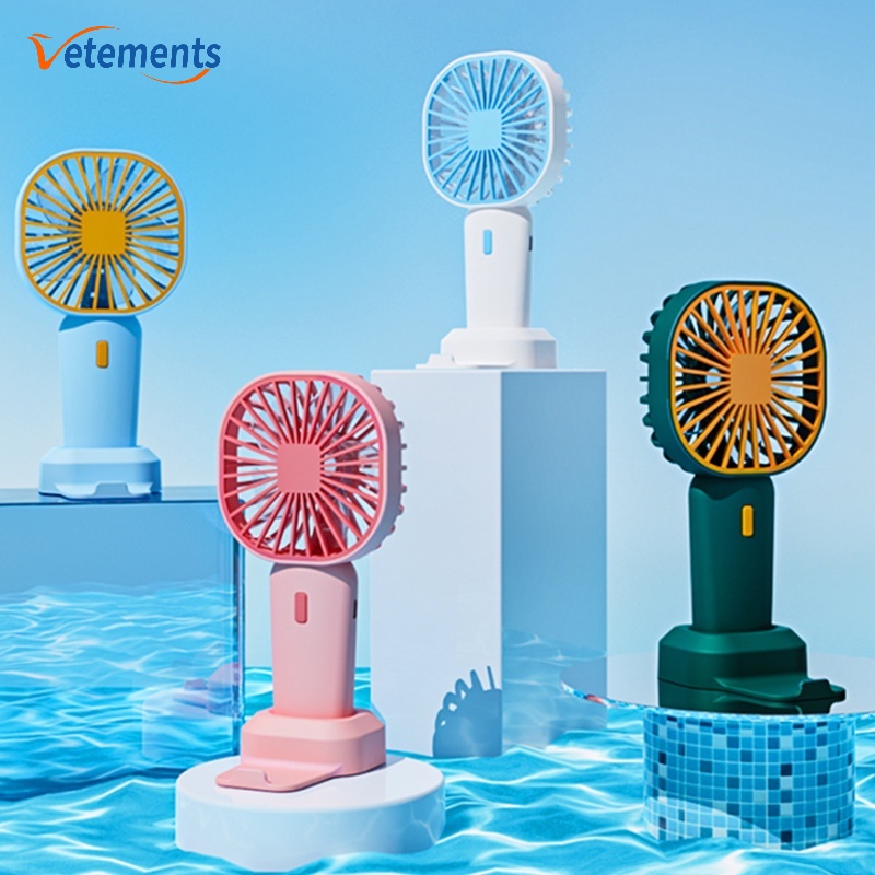Quạt Mini Cầm Tay/Để Bàn 3 Tốc Độ Tùy Chỉnh Không Ồn Kèm Sạc USB Tiện Dụng Chất Lượng Cao