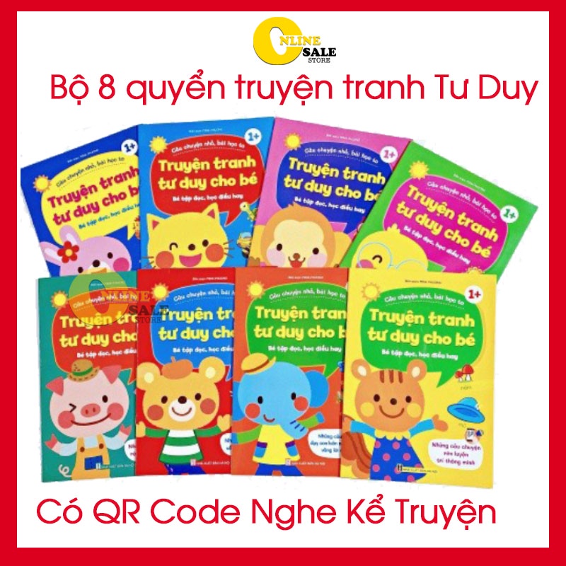 [Tranh tư Duy] Bộ 8 Quyển câu chuyện nhỏ bài học to- Có mã quét QR để nghe- Qskin Shop