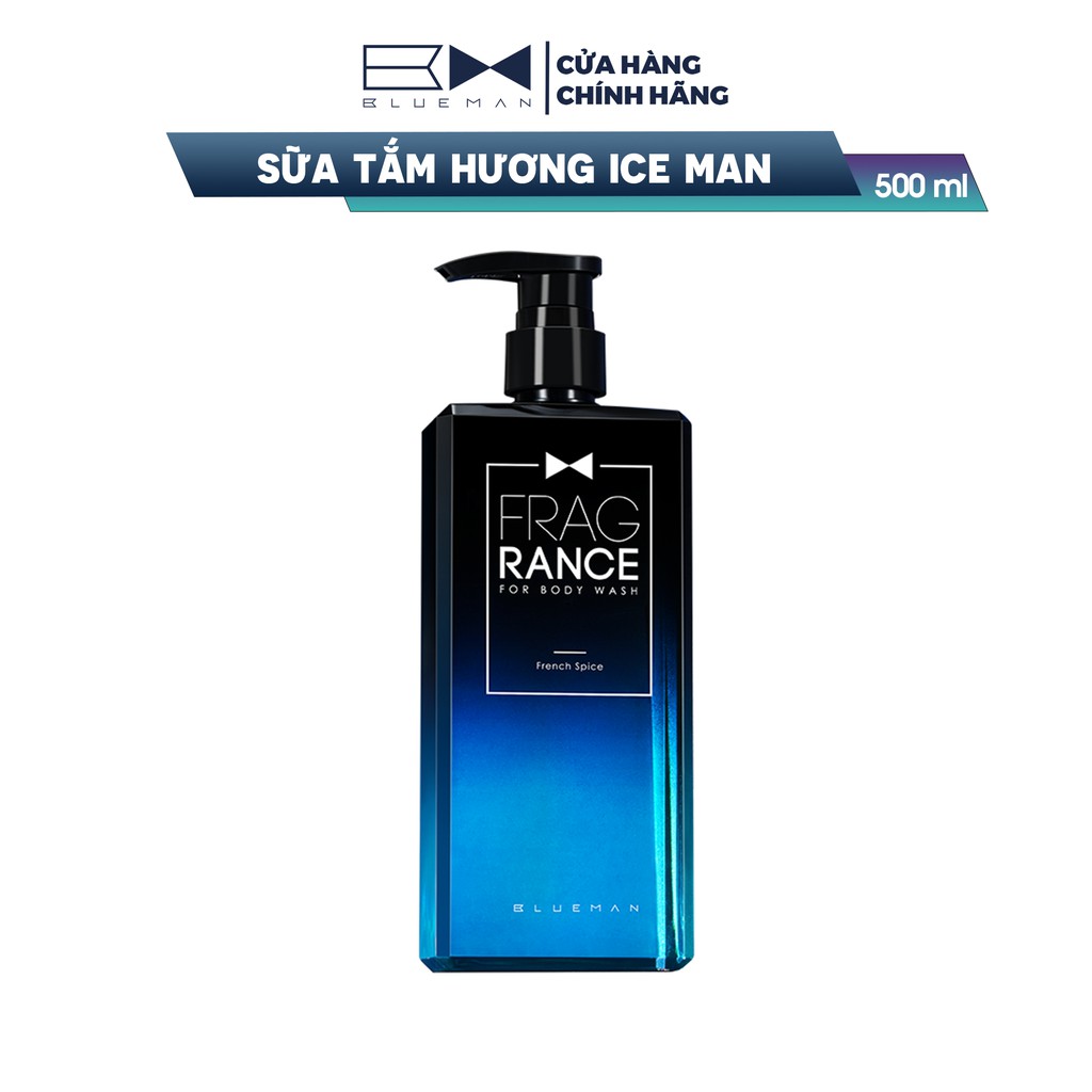 Sữa Tắm Nam Thơm BLUEMAN Hương Iceman Tinh Thể Bạc Hà Thơm Cực Lâu Trên Da 500ml