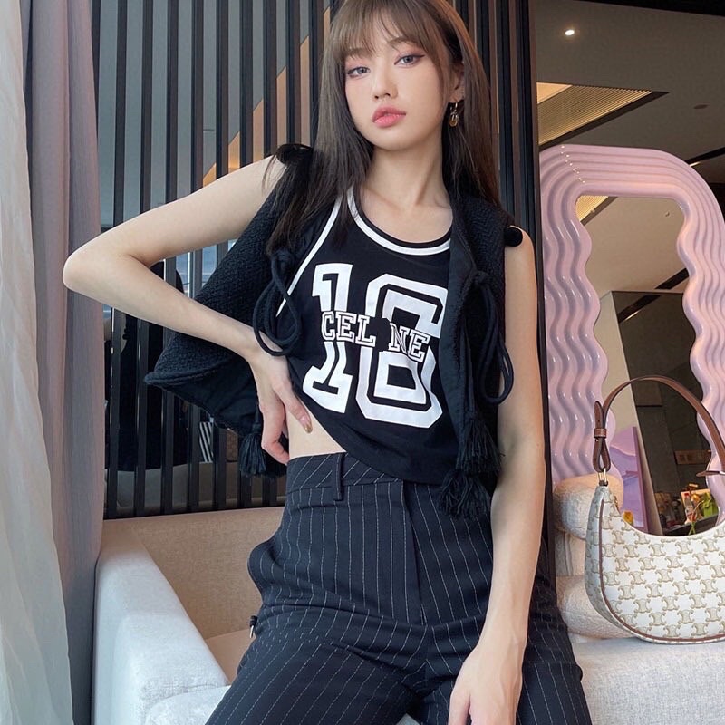 Áo ba lỗ croptop thể thao in hình số 16 Michi,áo ba lỗ thể thao nữ