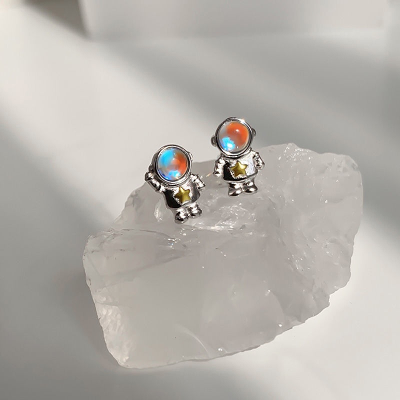 Bông Tai Mạ Bạc 925 Hình Phi Hành Gia Xinh Xắn