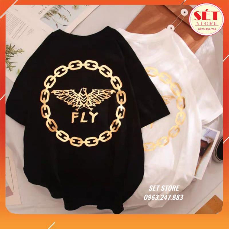 Áo thun nam nữ cotton, form rộng in chữ FLY - 2 màu ĐEN,TRẮNG