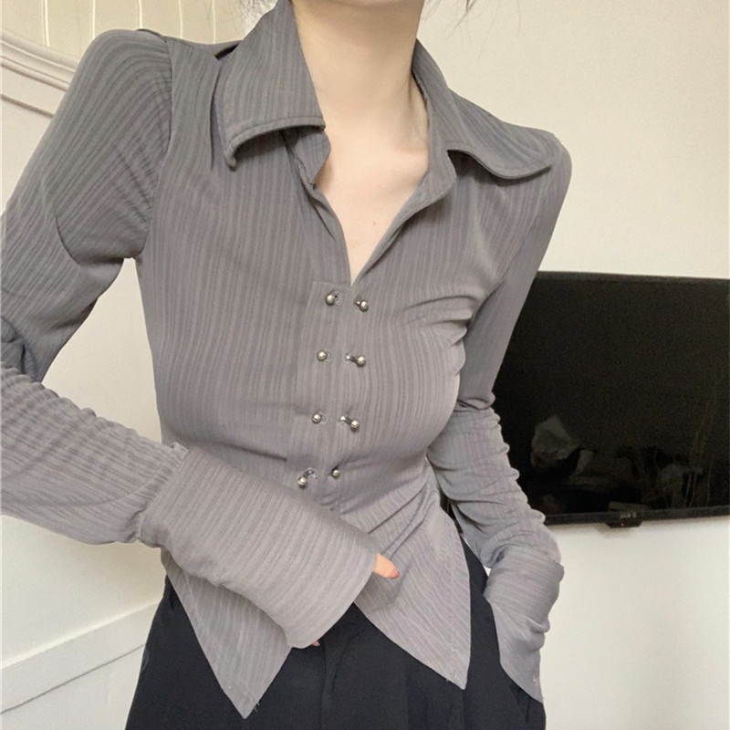 Áo Thun Polo Tay Dài Dáng Ôm Thời Trang Mùa Thu Cho Nữ