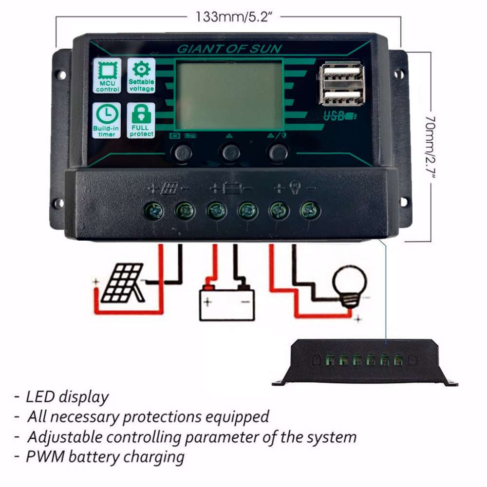 Bộ Điều Khiển Sạc Năng Lượng Mặt Trời 12v / 24v Mpt / Pwm 100a 12v / 24v