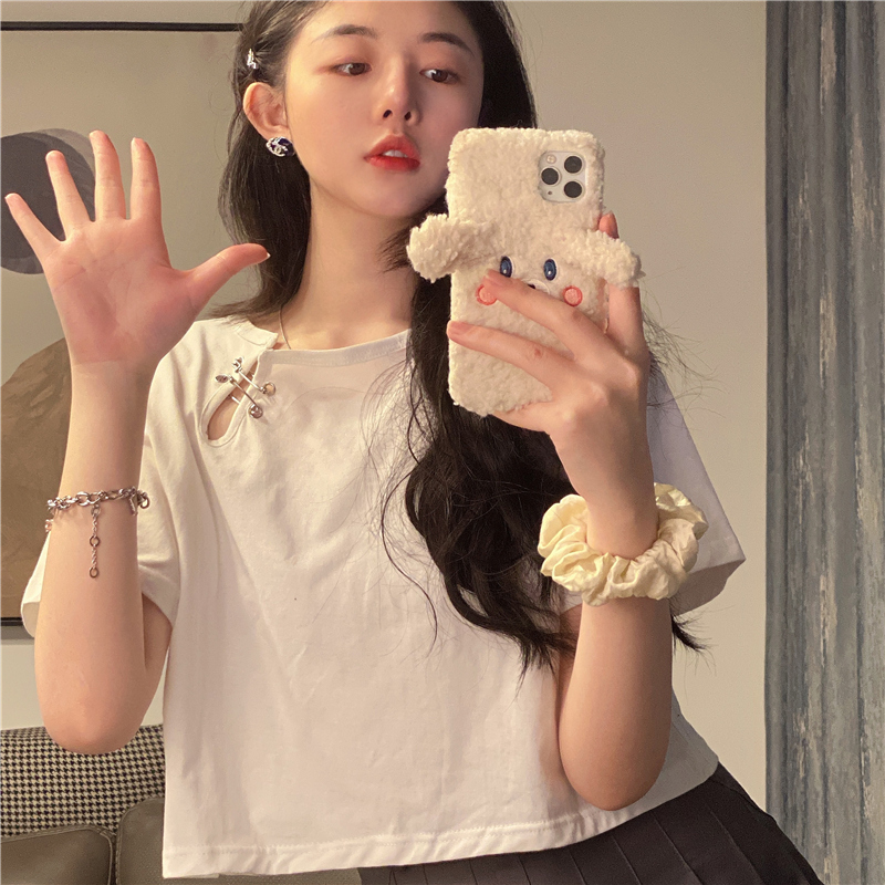 Áo Croptop Tay Ngắn Dáng Rộng Che Khuyết Điểm Thời Trang Cho Nữ