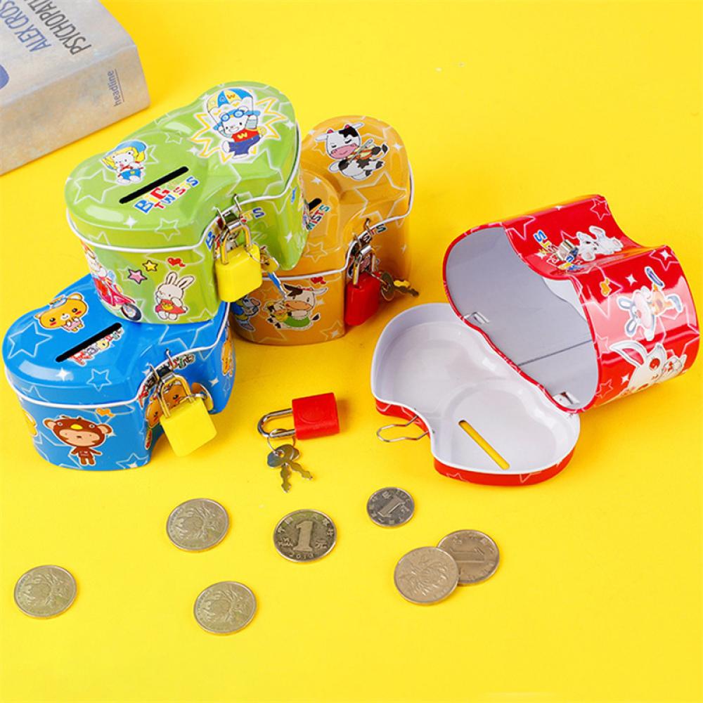 Hộp Thiếc Đựng Tiền Xu Có Khóa Họa Tiết Hoạt Hình Sáng Tạo H3X4