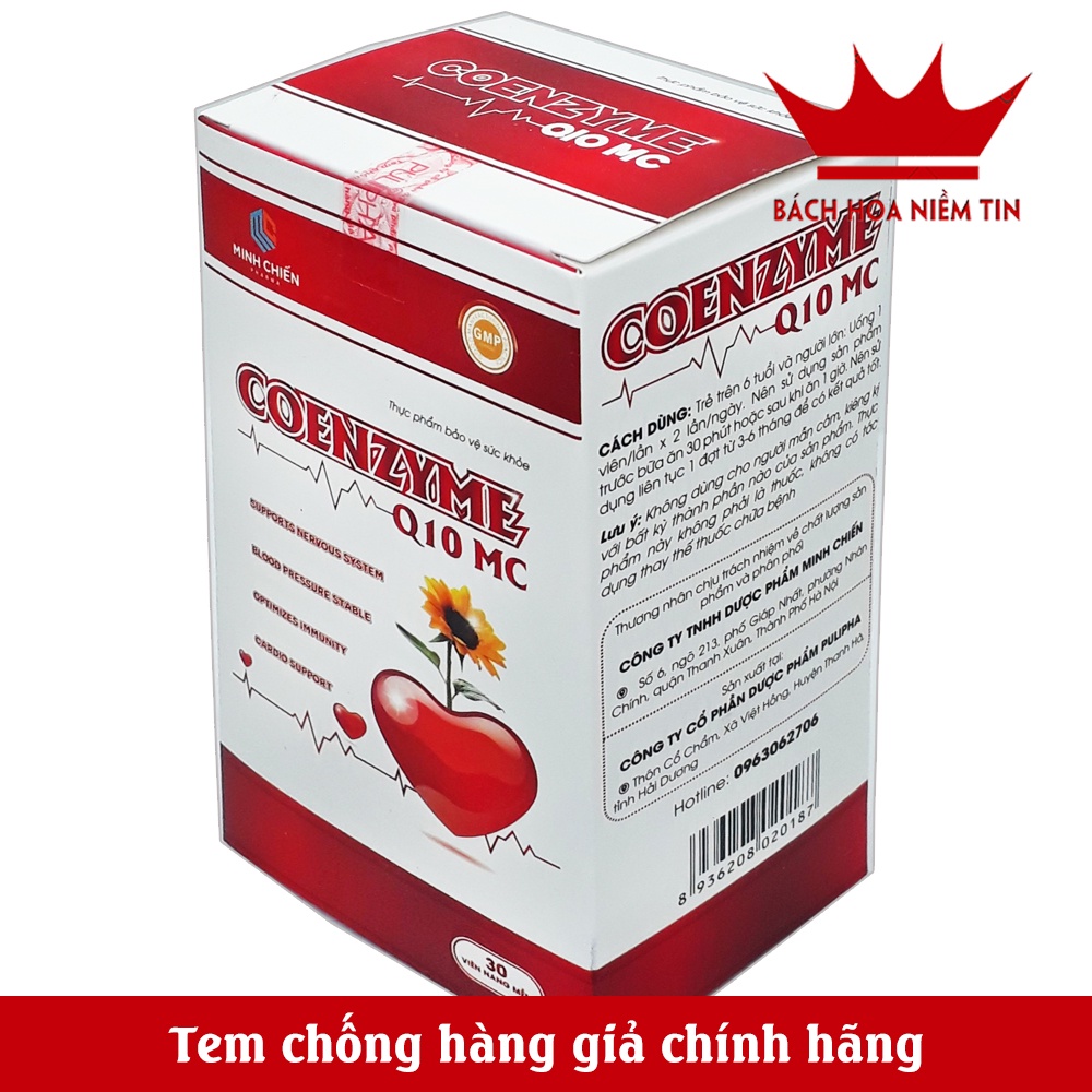 Viên uống bổ tim mạch Coenzyme Q10 - giúp điều hòa huyết áp tăng cường sức khỏe - Hôp 30 viên