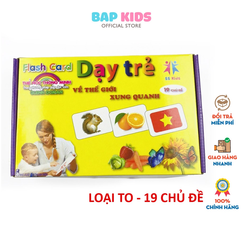Đồ chơi Bapkids, Thẻ học thông minh Flashcard 19 chủ đề cho bé từ 0-6 tuổi