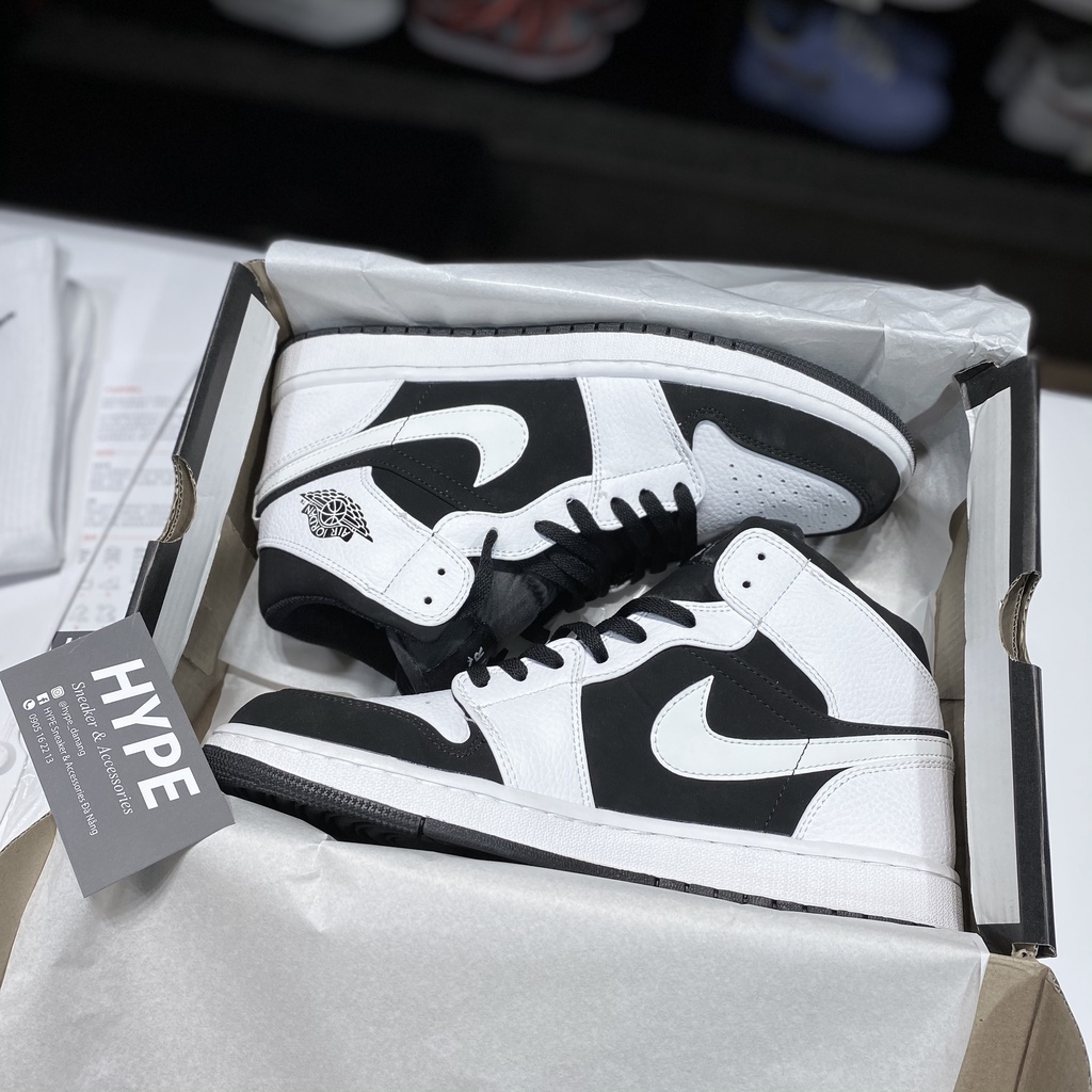 Giày sneaker | jordan 1 mid white black  bản 1:1 .