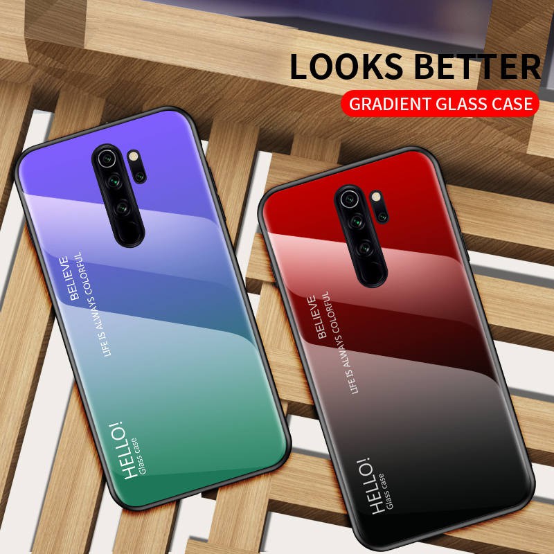 Ốp Điện Thoại Kính Cường Lực Màu Gradient Cho Xiaomi Redmi Note 8 Pro Note8