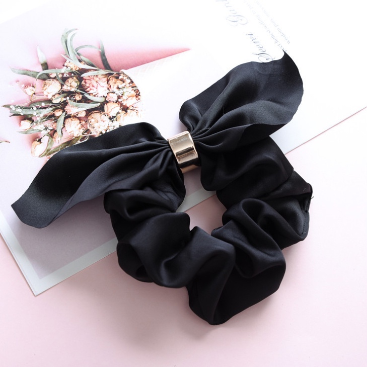 Dây buộc tóc Scrunchies lụa bóng dễ thương có nhẫn HD82