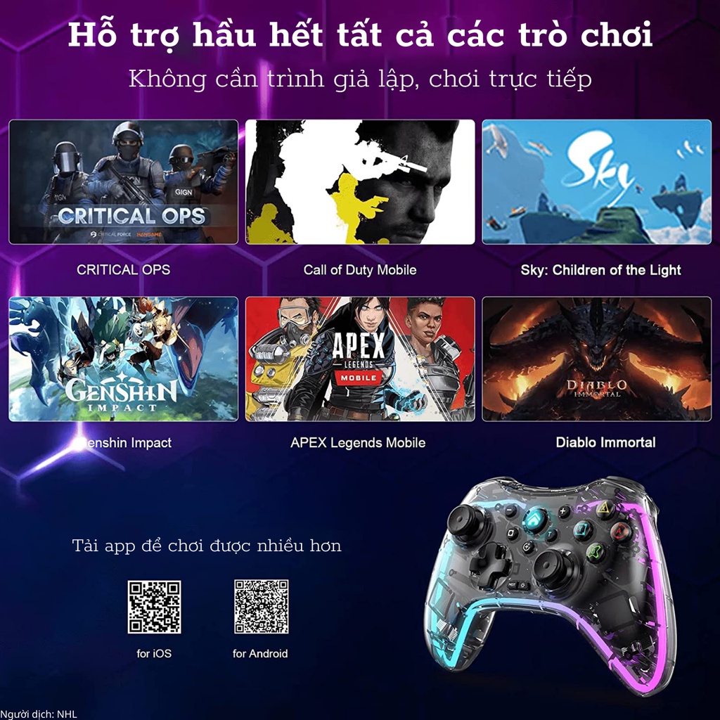 ⚽️ Chuyên FIFA ONLINE 4 ⚽️ Tay Cầm Chơi Game - GamePad SO3 LED 7 Màu Trong Suốt Cho PC|LAPTOP|IOS|ANDROID|PS4