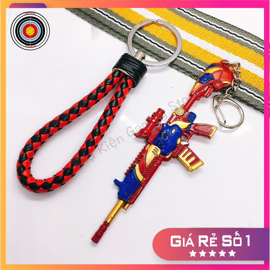 [CHẤT] Móc chìa khoá PUBG mix skin pupg M416 Hamster RED độc đáo - Móc khoá xe máy, dây da Chất liệu không rỉ cao cấp