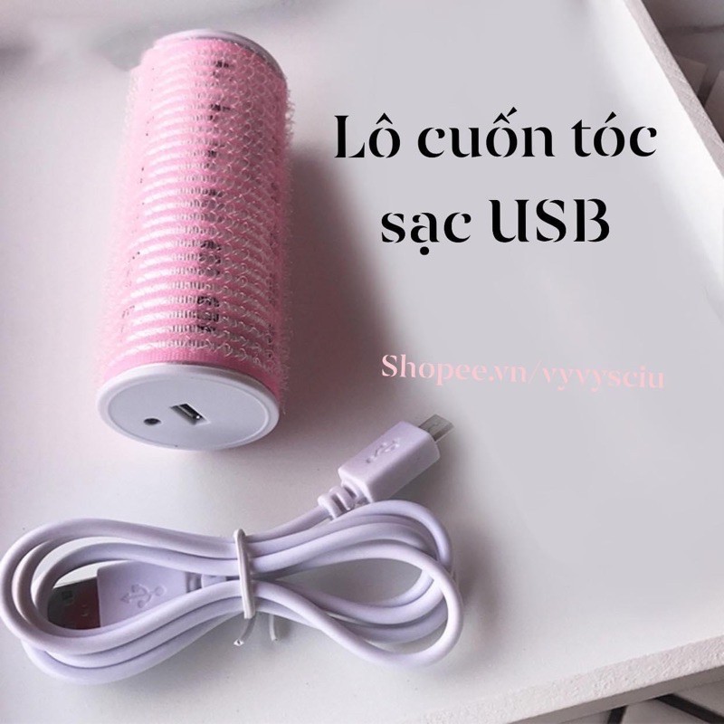 Lô cuốn tóc sạc điện USB tự dính uốn mái dài Hàn Quốc