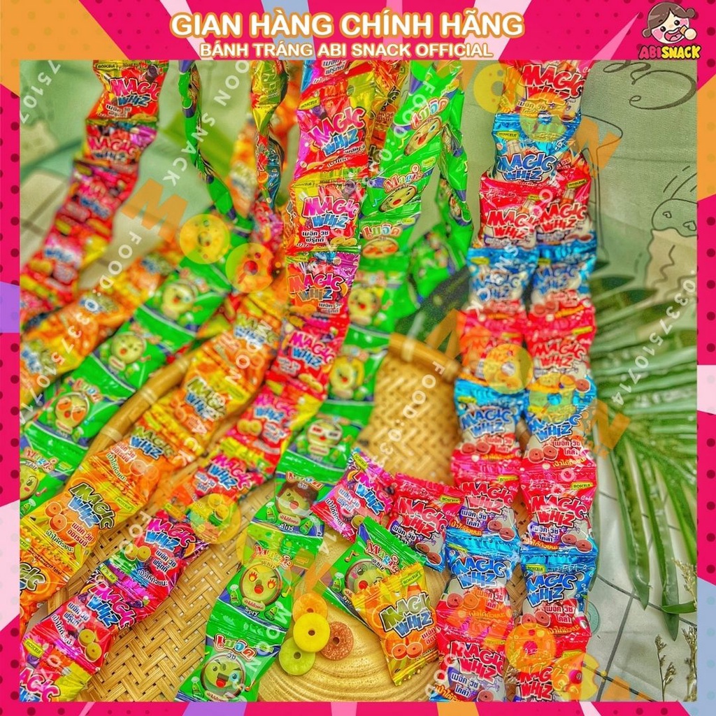 Combo 10 viên kẹo sáo Magic Whiz Thái Lan đủ 4 vị cola/spry/cam/trái cây hãng Roscela