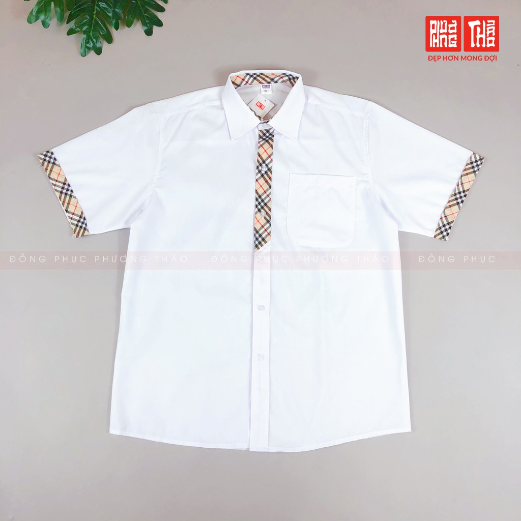 Áo sơ mi nam cộc tay trường Lomonoxop Cấp 2 & 3 - Đồng phục Phương Thảo