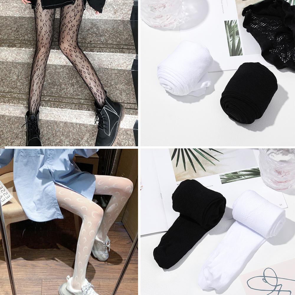 Quần Tất Lưới Họa Tiết Mặt Trăng / Nơ Màu Đen Phong Cách Gothic