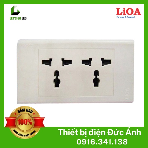Ổ cắm đôi đa năng LiOa viền thẳng E18S2D