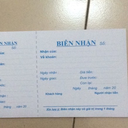 Combo 10 quyển Giấy biên nhận 1 liên khổ 13*19