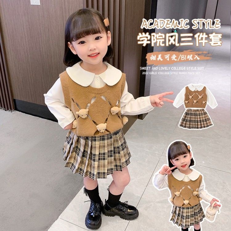 Set Đồ Thời Trang Mùa Xuân 2022 Gồm Áo Ba Lỗ Dệt Kim Phong Cách Cá Tính Cho Bé Gái