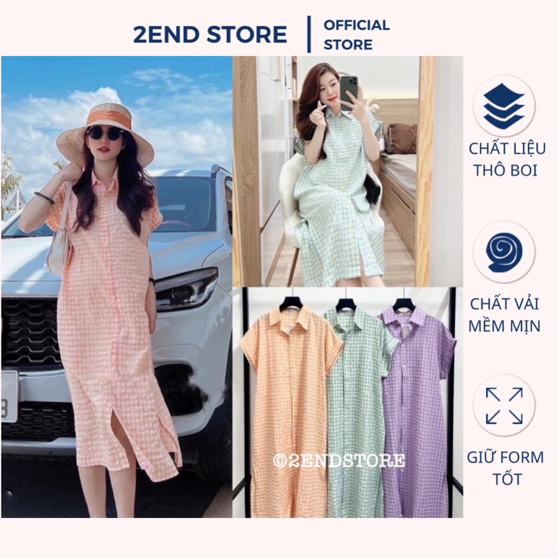 2END | Váy sơ mi nữ kẻ caro HOTTREND 2022 (Hàng loại 1 có túi hông)