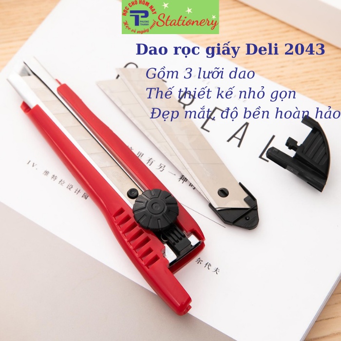 Dao rọc giấy Deli cỡ đại màu vàng, đỏ - 1 cái E2043