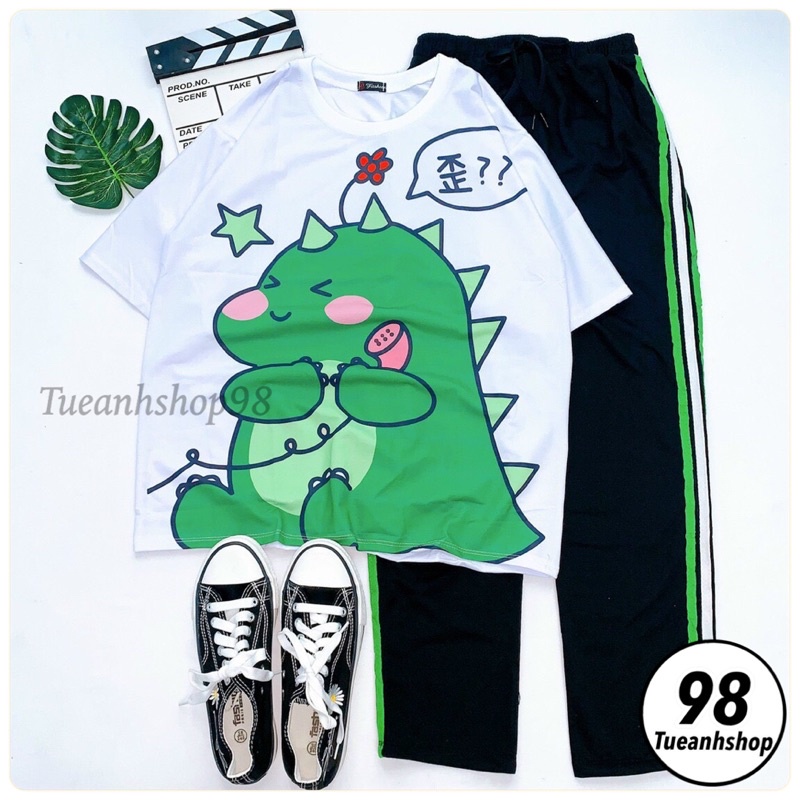 Nhiều Mẫu Set Đồ Bộ Quần Dài 3 Sọc -  Áo thun tay lỡ 3D cartoon hoạt hình phối quần jogger thể thao size 38-65kg