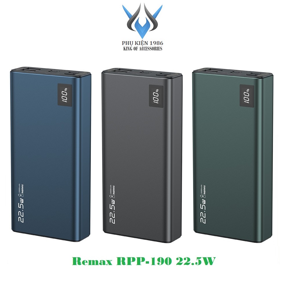 Pin sạc dự phòng Remax RPP-190 20000mAh sạc nhanh QC3.0 max 22.5W, Type-C PD 18W (Màu ngẫu nhiên) - Phụ Kiện 1986