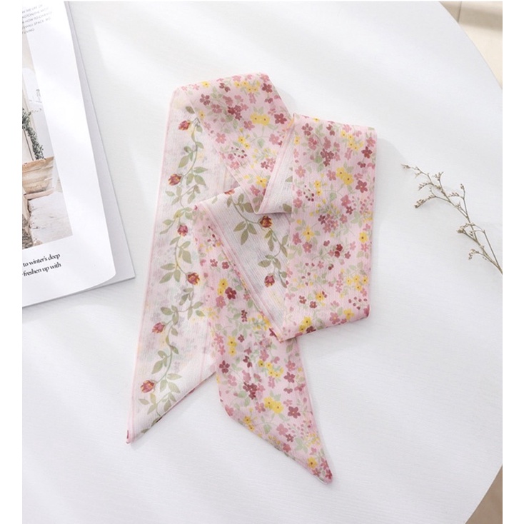 Khăn lụa quấn túi Turban cột tóc CONMEODENTAILOR Hoa nhí