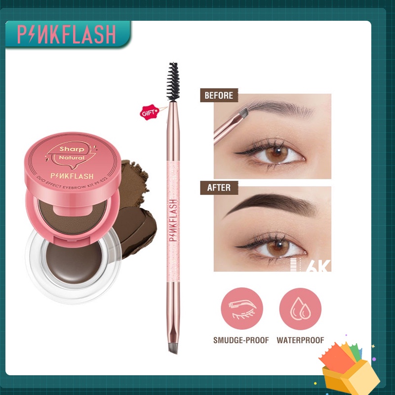 Gel kẻ mắt và bột kẻ lông mày PINK FLASH 2 trong 1 lâu trôi không thấm nước chống nhòe đa năng