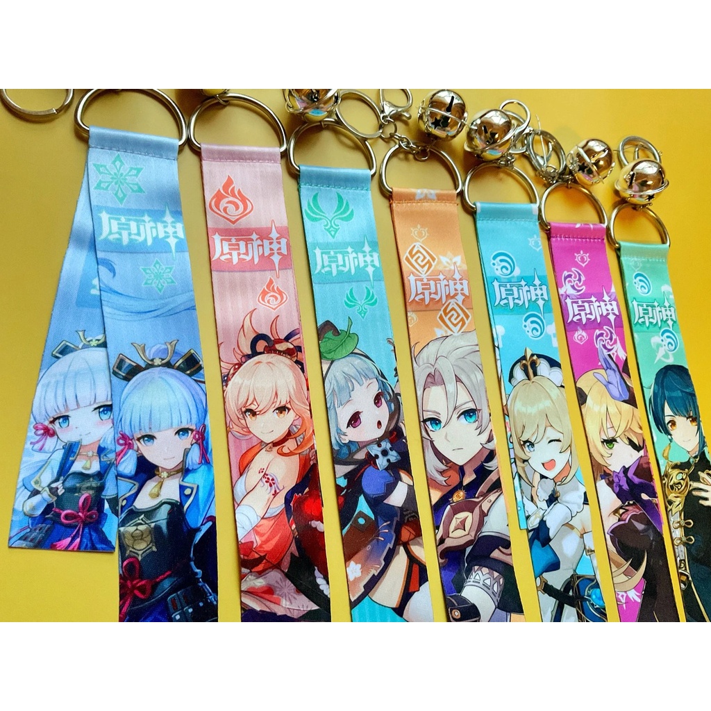 Móc khóa Genshin Impact dây vải kèm chuông đủ nhân vật Yae Miko Kazuha Zhongli Xiao Keqing Ei Shogun -  GSK148