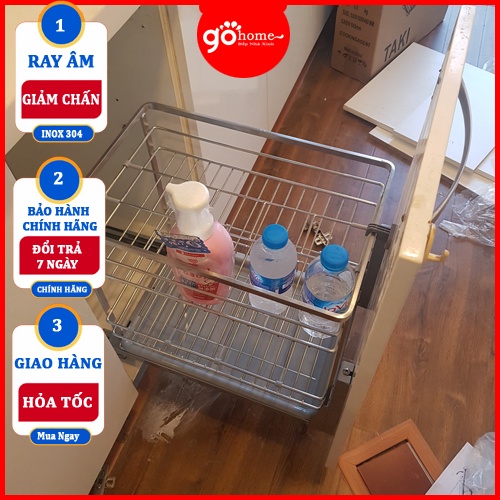 {HÀNG CAO CẤP} Kệ Gia Vị Tủ Bếp INOX 304 Cao Cấp Ray Âm Giảm Chấn - Bảo Hành Vĩnh Viễn (Có Thợ Lắp Đặt)